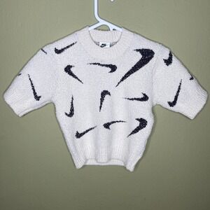 New Nike Phoenix Cozy Boucle Knit Size XS Crop Top Orewood Shirt FD4286-104